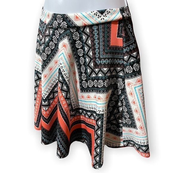 NWOT Popular Basics Multi Pattern Skater Skirt - Picture 3 of 5